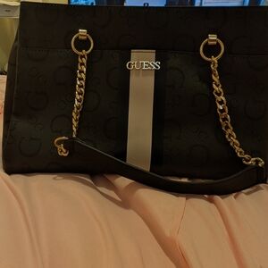 GUESS Black and Gold Shoulder Bag